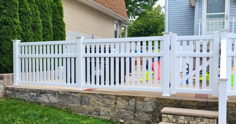 Why Every Home with a Deck Needs Quality Railings Provides Privacy Without Sacrificing Style A charming white picket fence in front of a house, adding privacy and aesthetic appeal to the outdoor space.